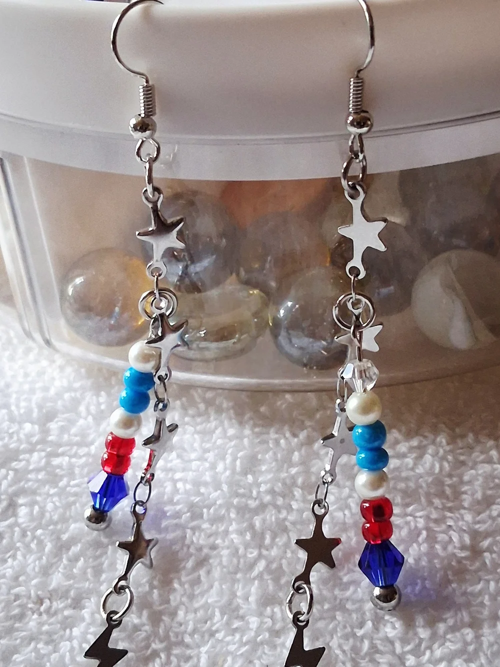 Red, White & Blue Beaded Necklace